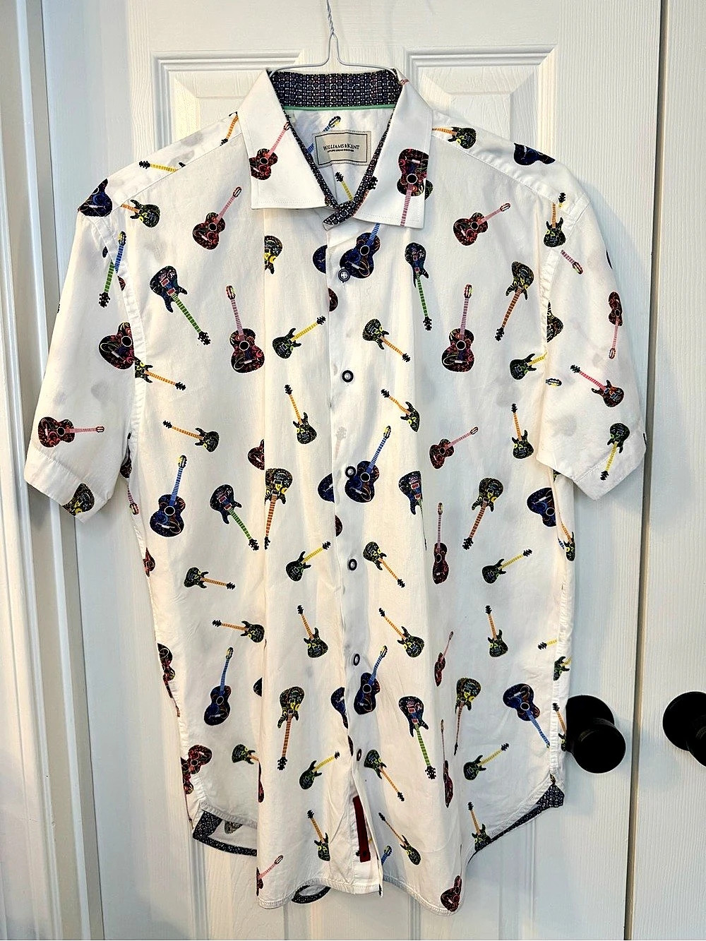 Williams & Kent Guitar Print Button Down Shirt White XL